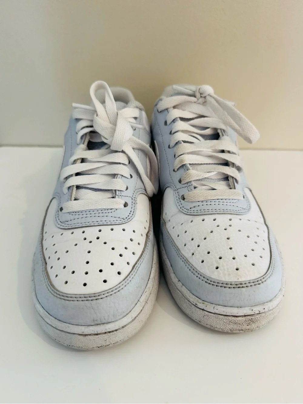 Nike Women's Court Vision Low Sneaker  Low Top Sneakers in White and Light Blue